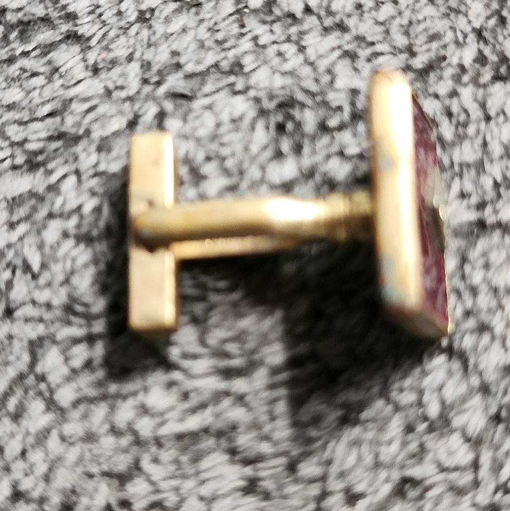 Vintage Red Rectangular Single Cuff Link - image 3
